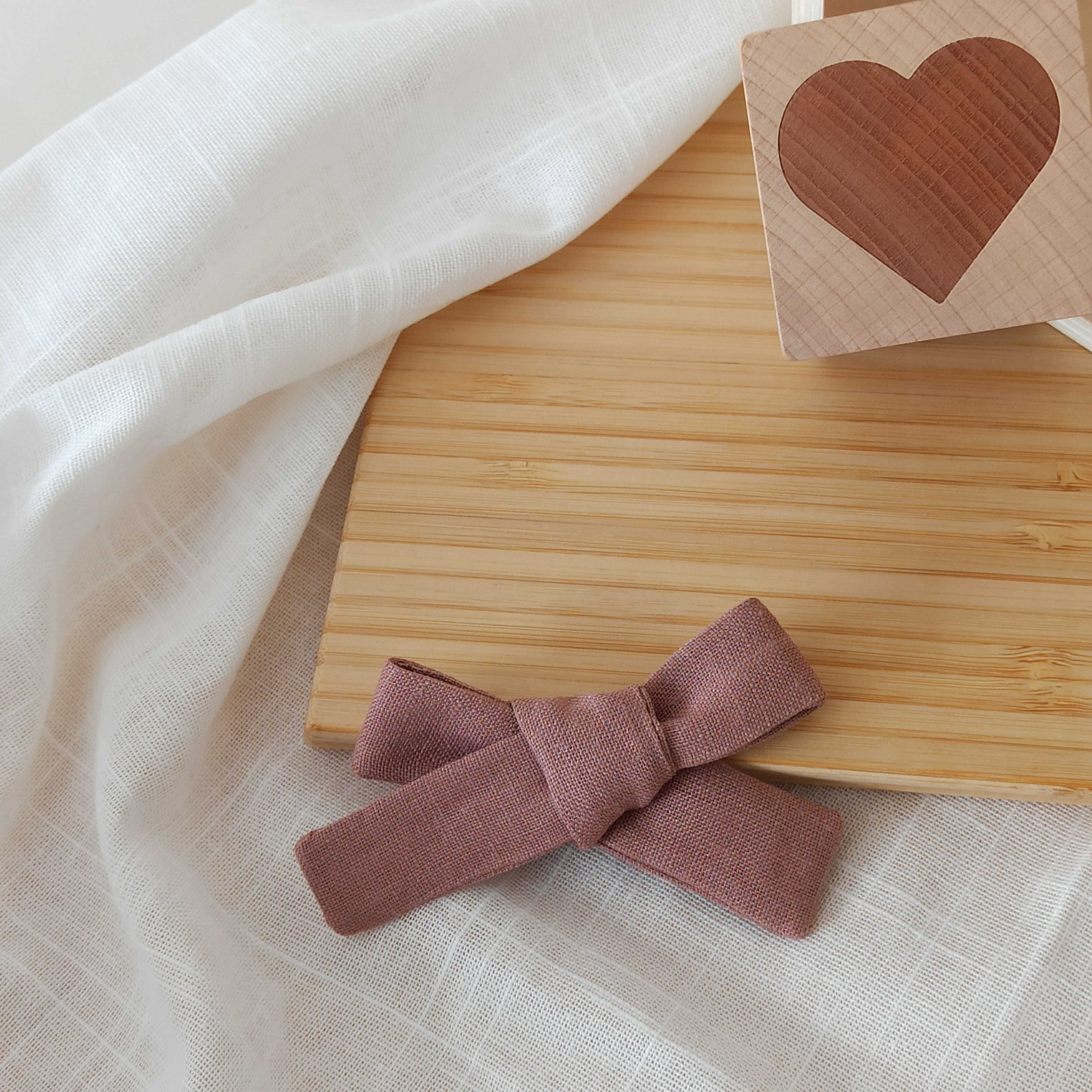 BOUCLE CHEVEUX vieux rose en LIN