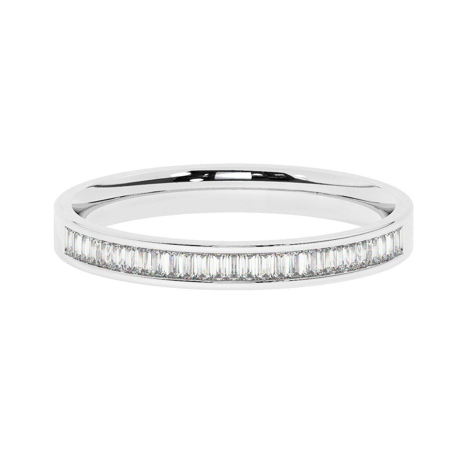 Eirwen 2.5mm Comfort Fit Bezel Channel Baguette Cut Diamond 40% Eternity Ring