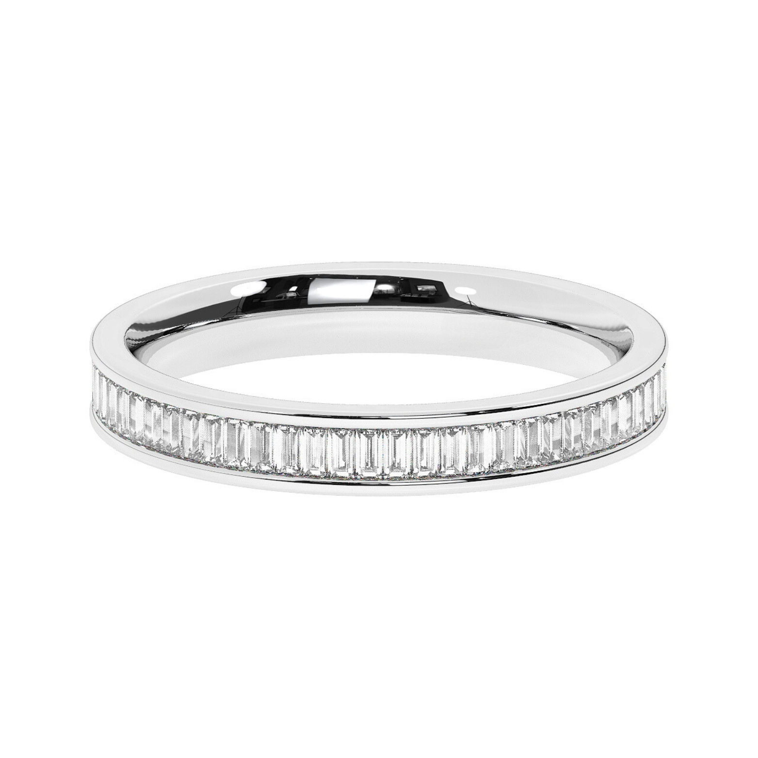Eirwen 3mm Comfort Fit Bezel Channel Baguette Cut Diamond Eternity Ring