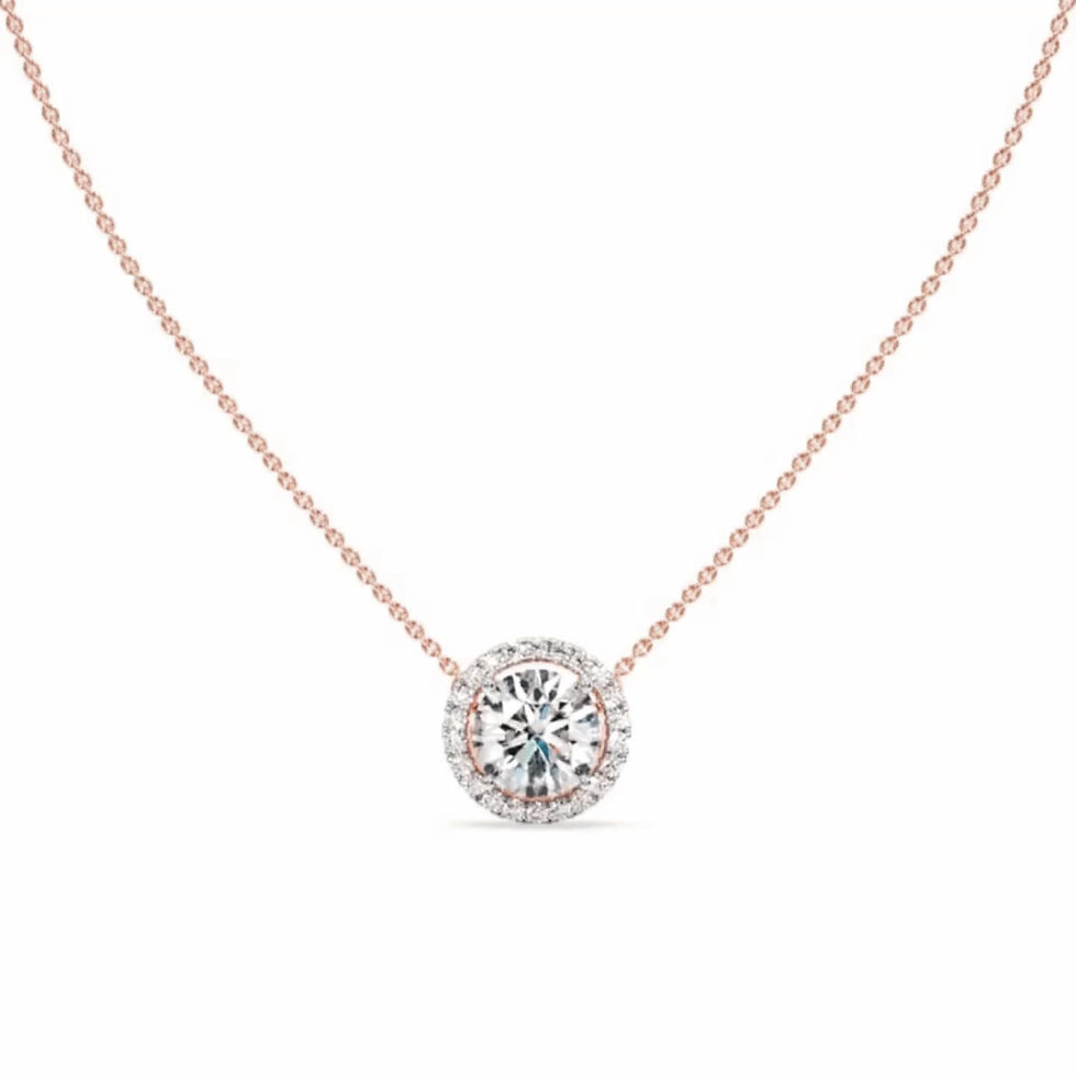 Thumbnail: 1ct Halo Round Cut Diamond Necklace