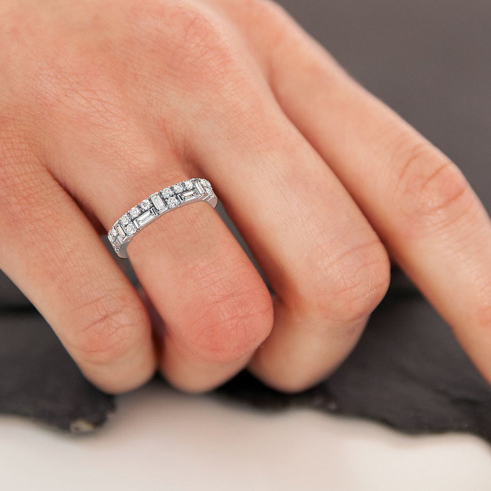 Thumbnail: Tetris Baguette and Round Cut Diamond 40% Eternity Ring