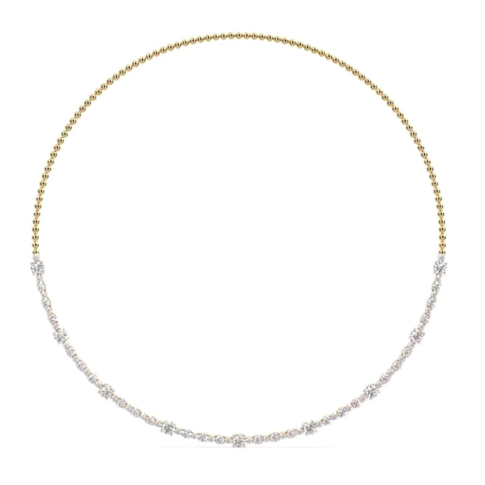 Thumbnail: Rosary Round Cut Diamond Tennis Necklace