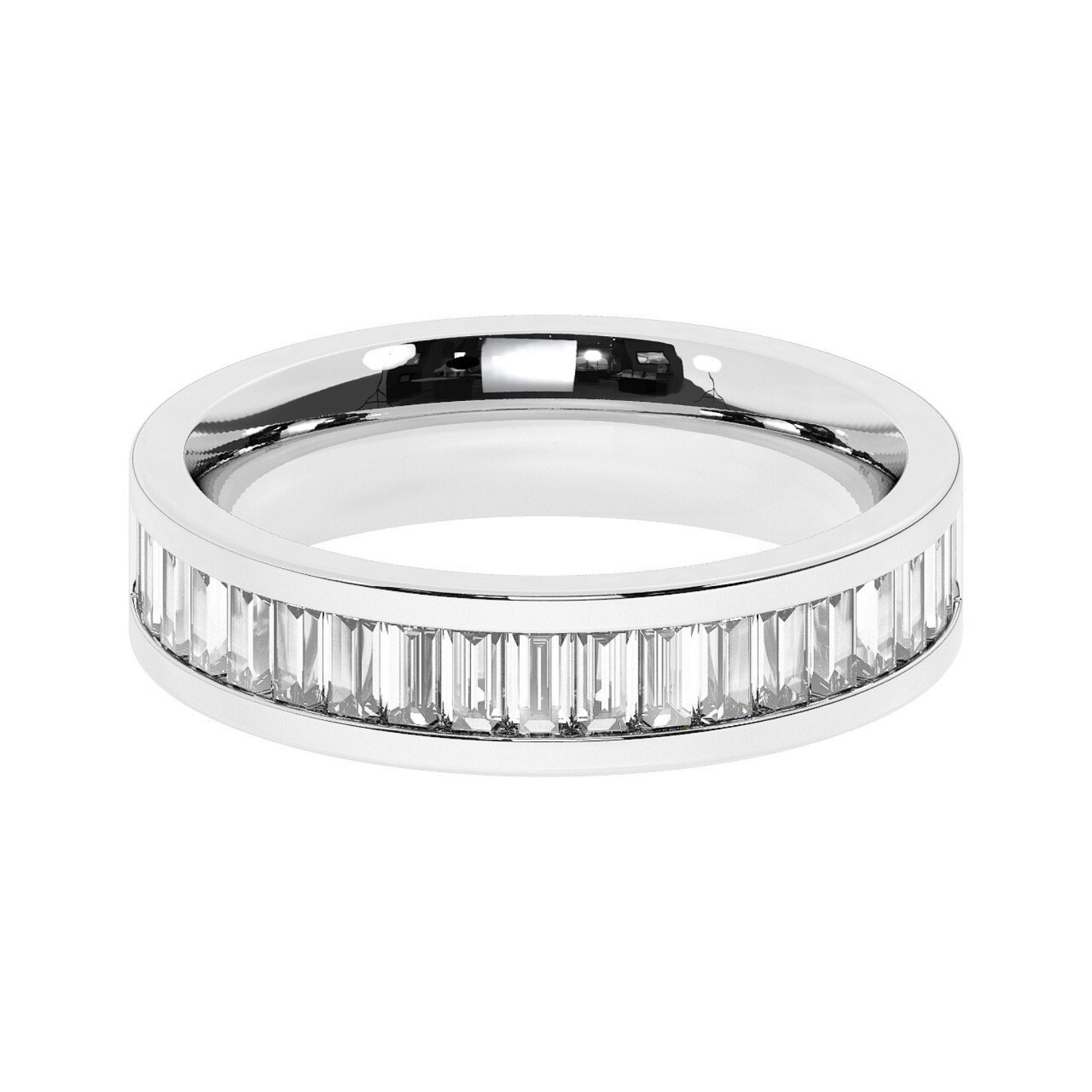Eirwen 5mm Comfort Fit Bezel Channel Baguette Cut Diamond 50% Eternity Ring