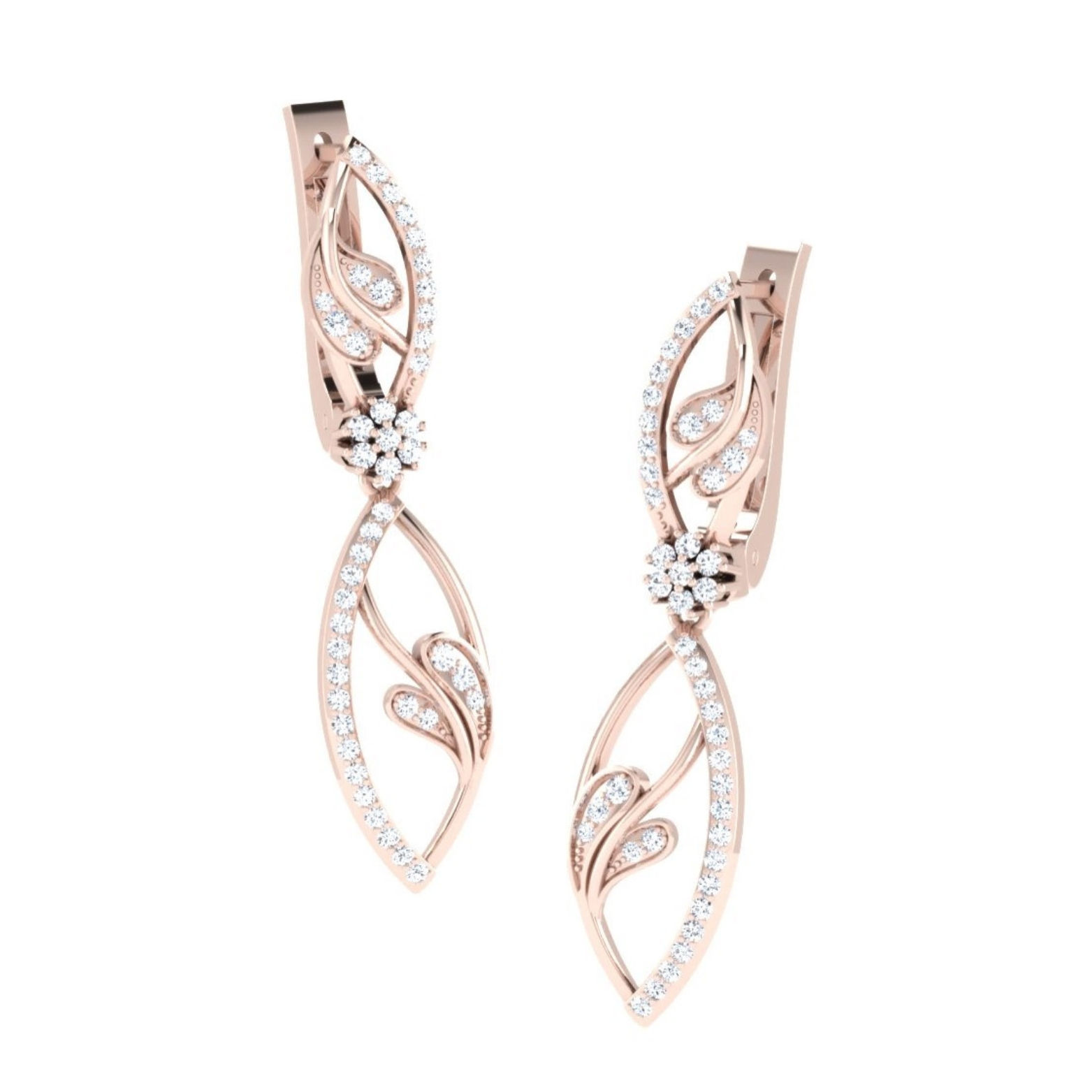 Laurel Leaf Diamond Earrings