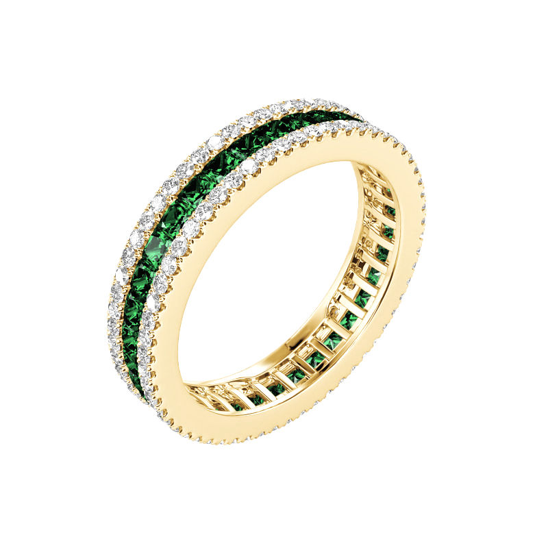 Thumbnail: Earlina Princess Cut Green Diamond Eternity Ring