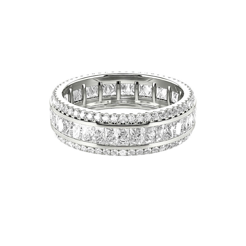Eleven Bezeled Radiant Diamond Wedding Ring
