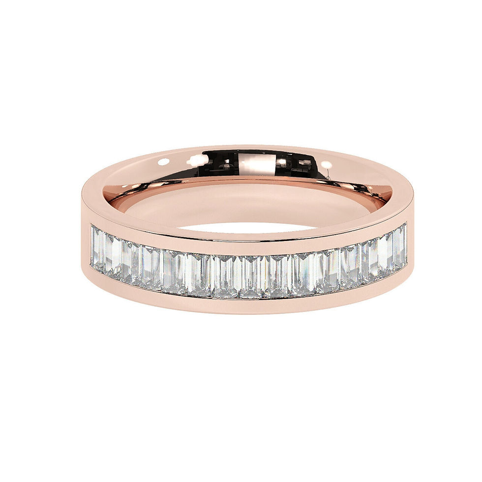 Thumbnail: Eirwen 5mm Comfort Fit Bezel Channel Baguette Cut Diamond 40% Eternity Ring