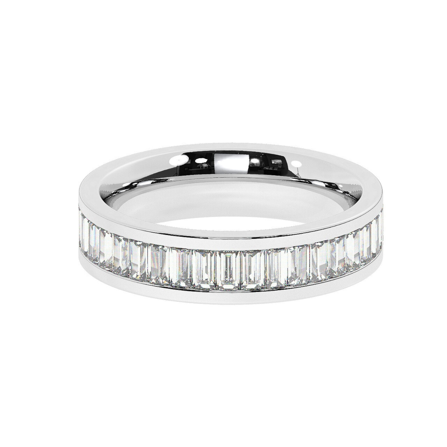 Eirwen 5mm Comfort Fit Bezel Channel Baguette Cut Diamond 75% Eternity Ring