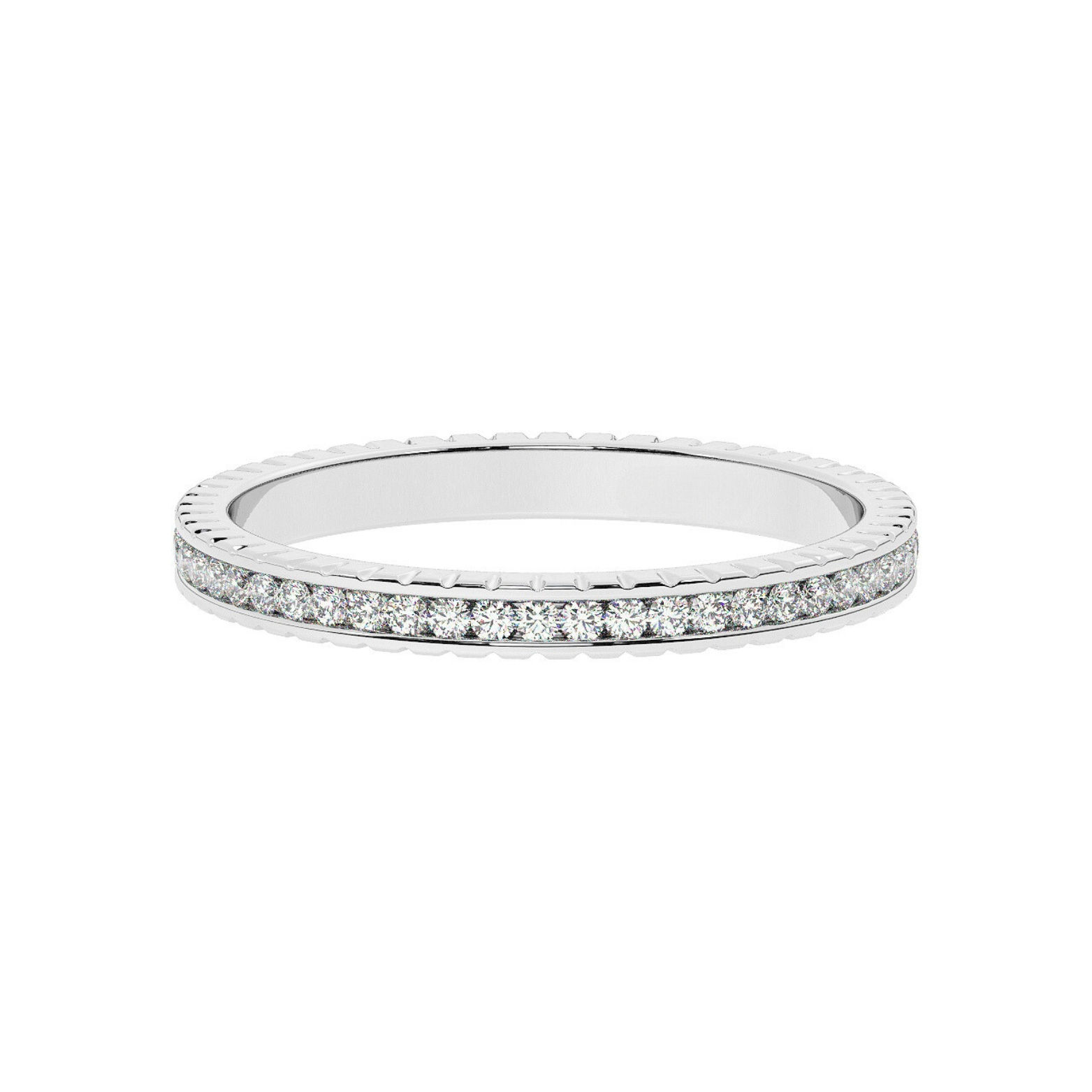 Eira 2.5mm Straight Pipe Channel Round Cut Diamond Eternity Ring