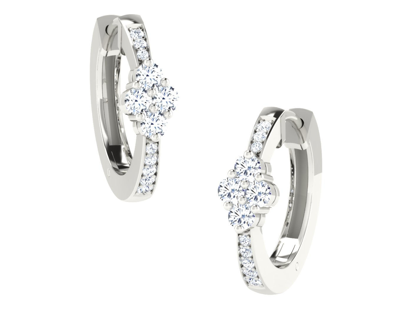 Paige Tension Cluster Diamond Hoop Earrings