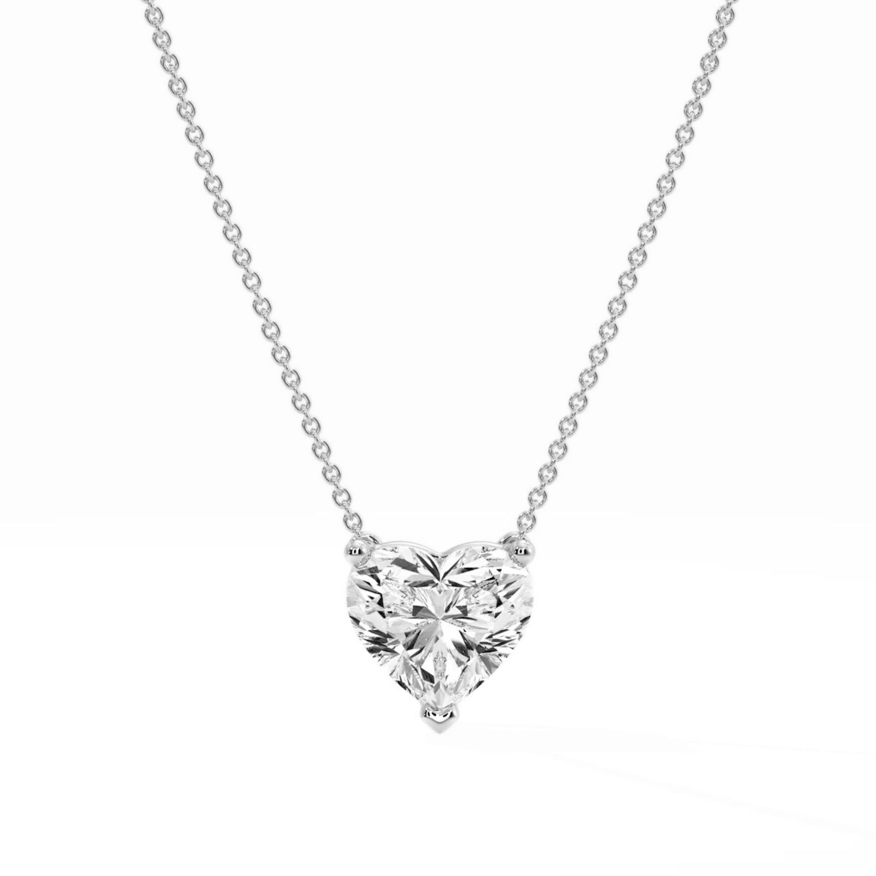 1ct Heart Cut Solitaire Diamond Necklace