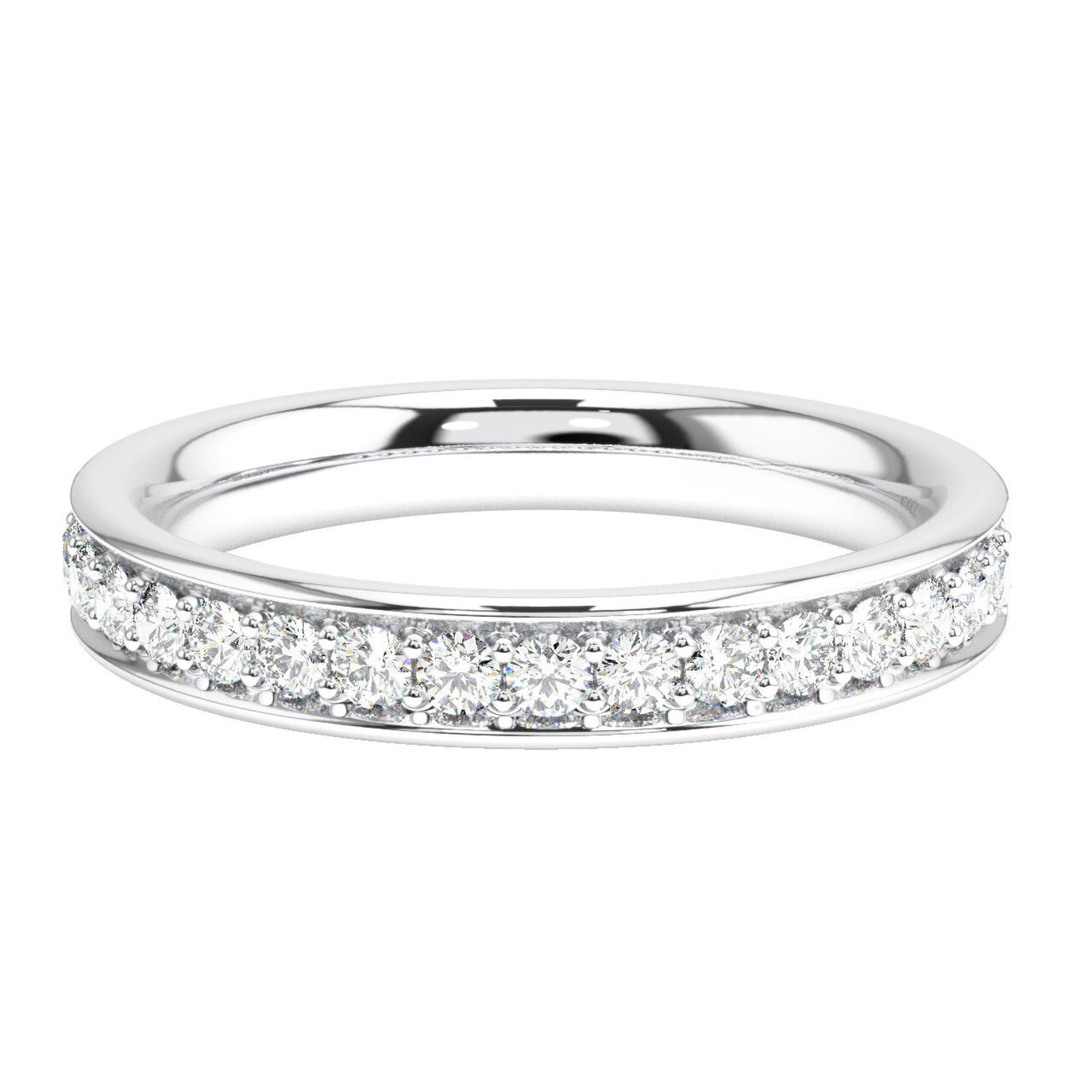 Elara 3mm Comfort Fit Channel Round Cut Diamond 50% Eternity Ring