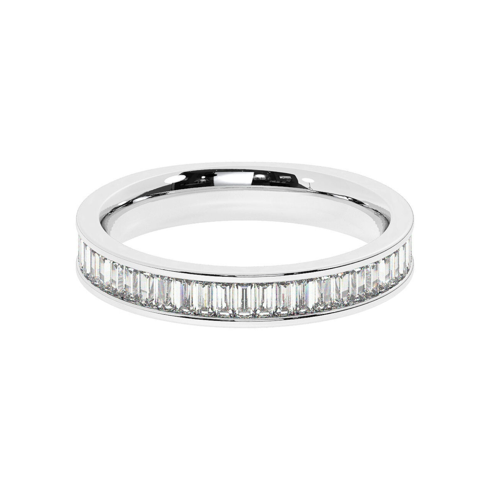 Eirwen 3.5mm Comfort Fit Bezel Channel Baguette Cut Diamond 75% Eternity Ring