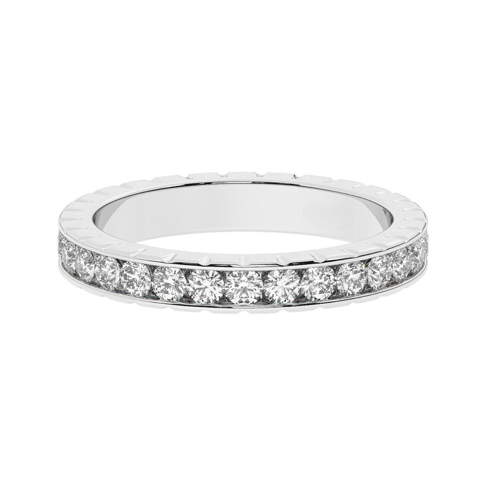Eira 3mm Straight Pipe Channel Round Cut Diamond Eternity Ring