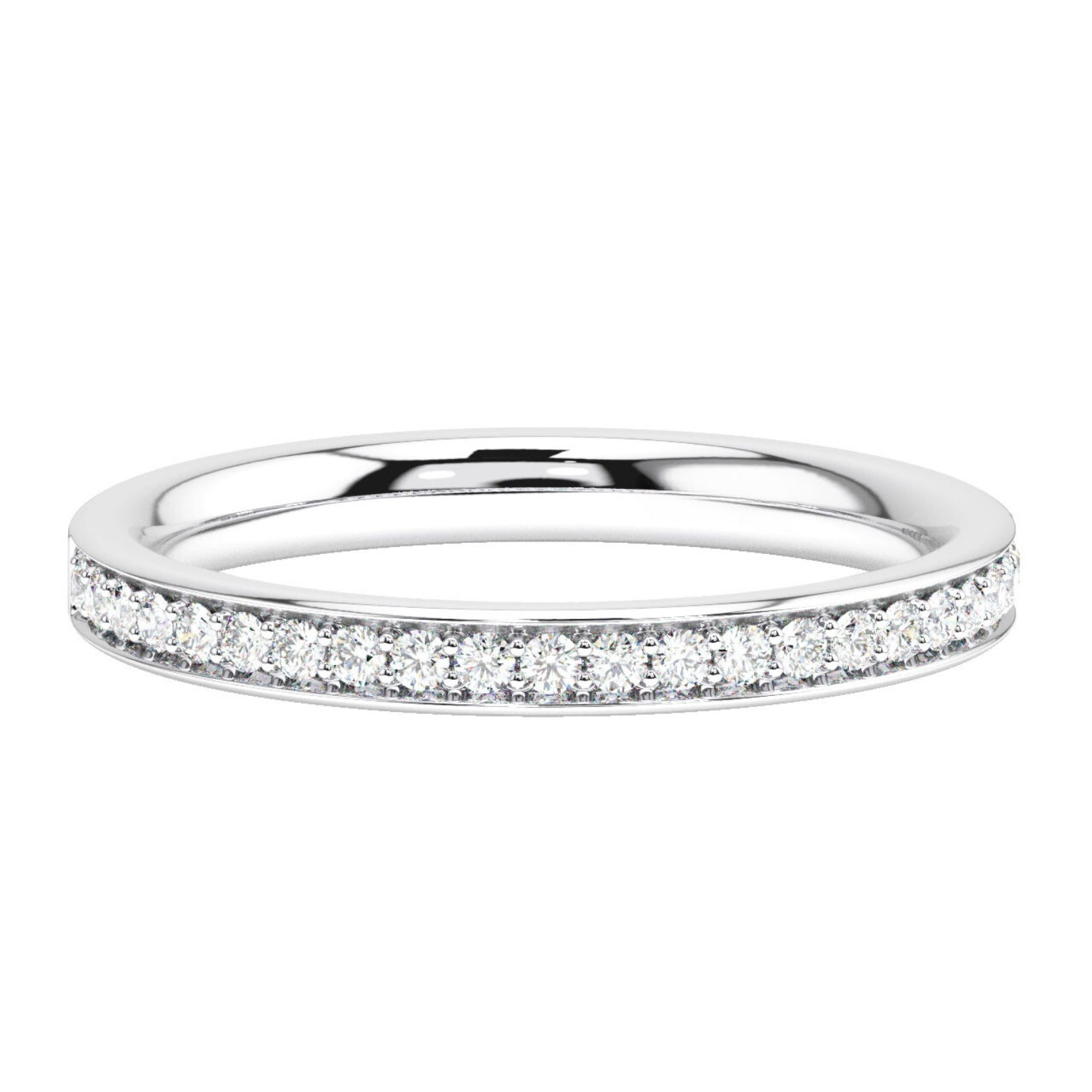 Elara 2mm Comfort Fit Channel Round Cut Diamond 50% Eternity Ring
