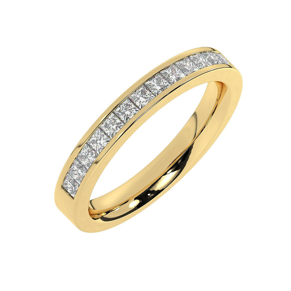 Thumbnail: Evani 3mm Channel Princess Cut Diamond 40% Eternity Ring