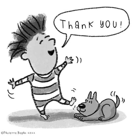 Thank you, boys, dogs, pajamas, friends, friendship, black and white, children's books, illustration