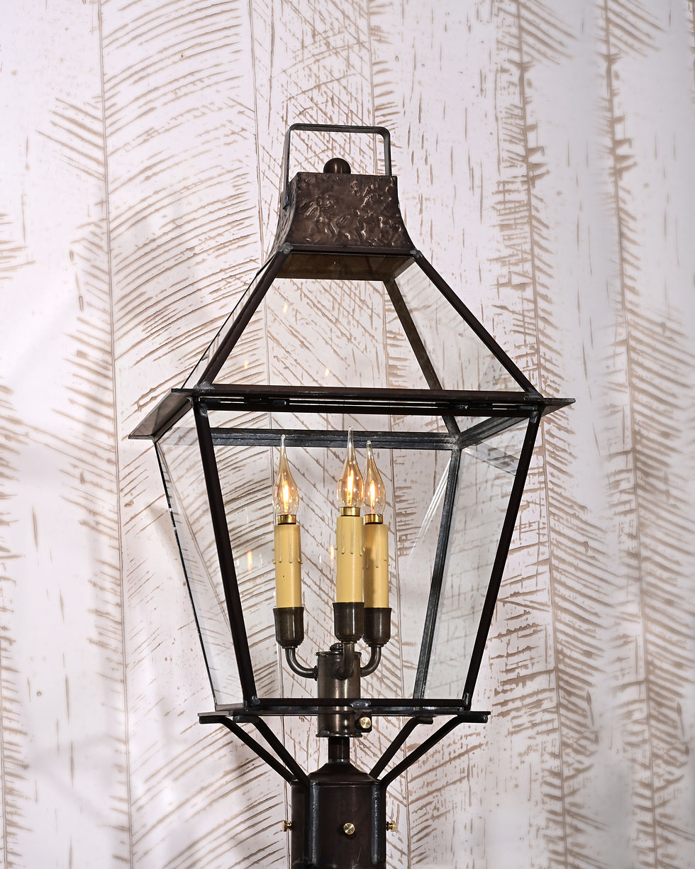 High angle view of a beautifully lit living room featuring handcrafted lighting