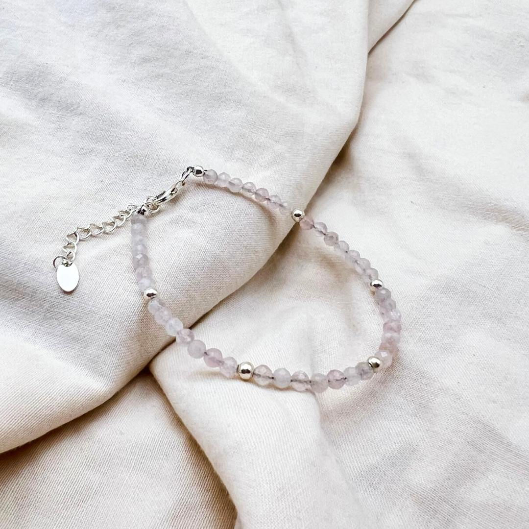 Rosenquarz Armband facettiert 925 Sterlingsilber