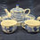 Thumbnail: Set of 4 Teacups with Teapot and Carrying Tray – Blue and White Oriental Tea Set