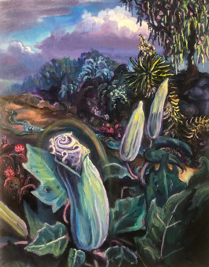 Purple Summer with Datura, oil on canvas panel.JPEG