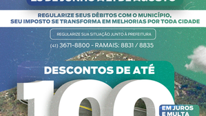 Prefeitura também realizará plantões especiais aos sábados, para atendimento aos contribuintes: nos dias 26 de julho das 08h às 14h nas Subprefeituras da Borda do Campo e do Menino Deus; e 2 de agosto das 08h às 14h na Prefeitura de Quatro Barras.