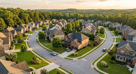 Suburban Newnan, GA neighborhood with single-family rental homes managed by Gatekeeper Properties