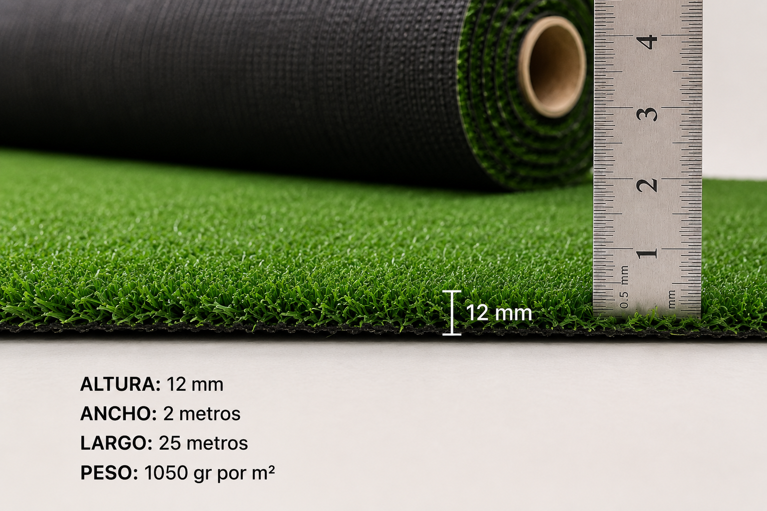 Grama Sintética Tipo Golf 12 mm Verde