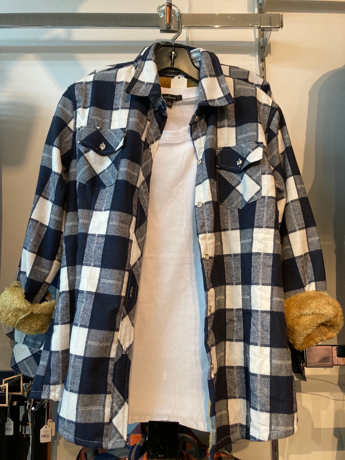 Plaid Shirr White&Blue