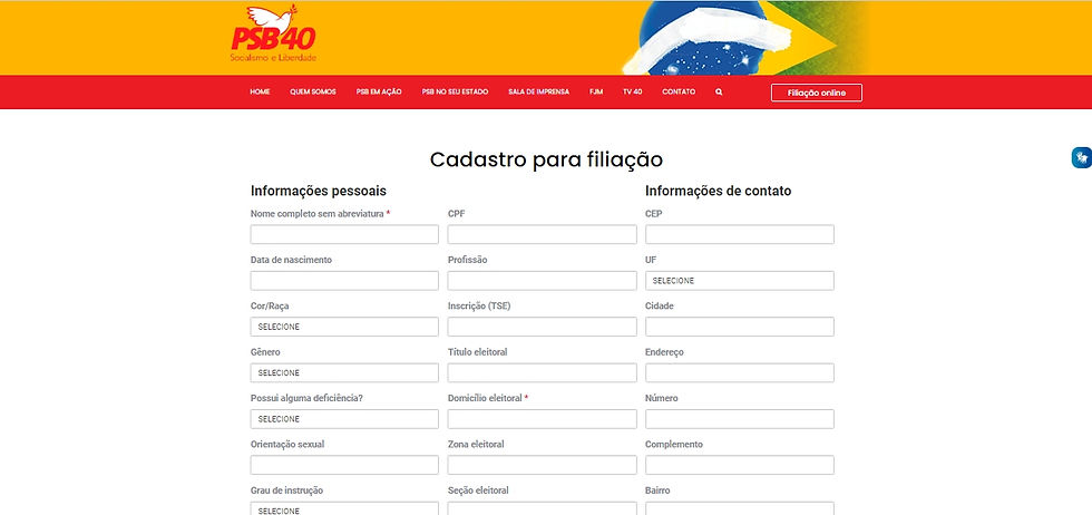 CADASTRO DE FILIAÇÃO