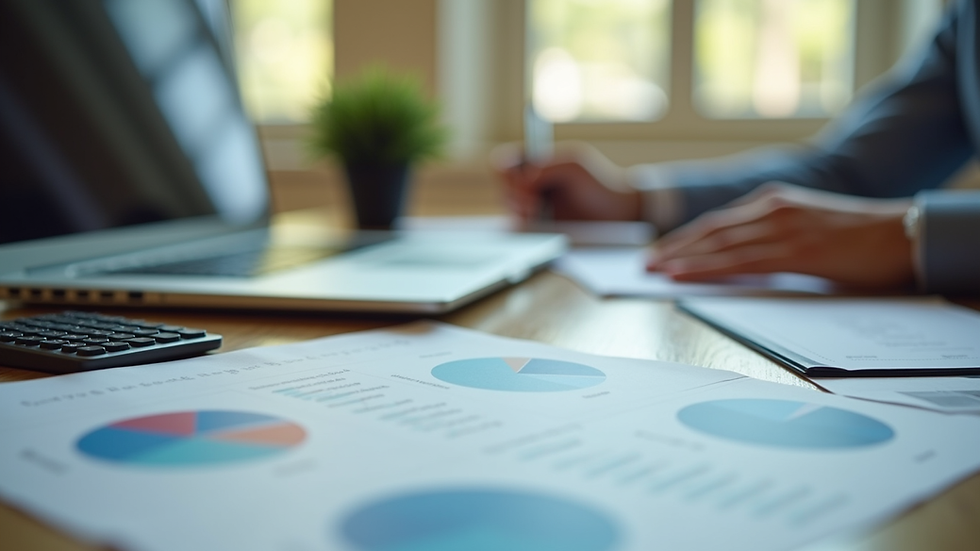 Eye-level view of a financial planner's desk with budgeting tools