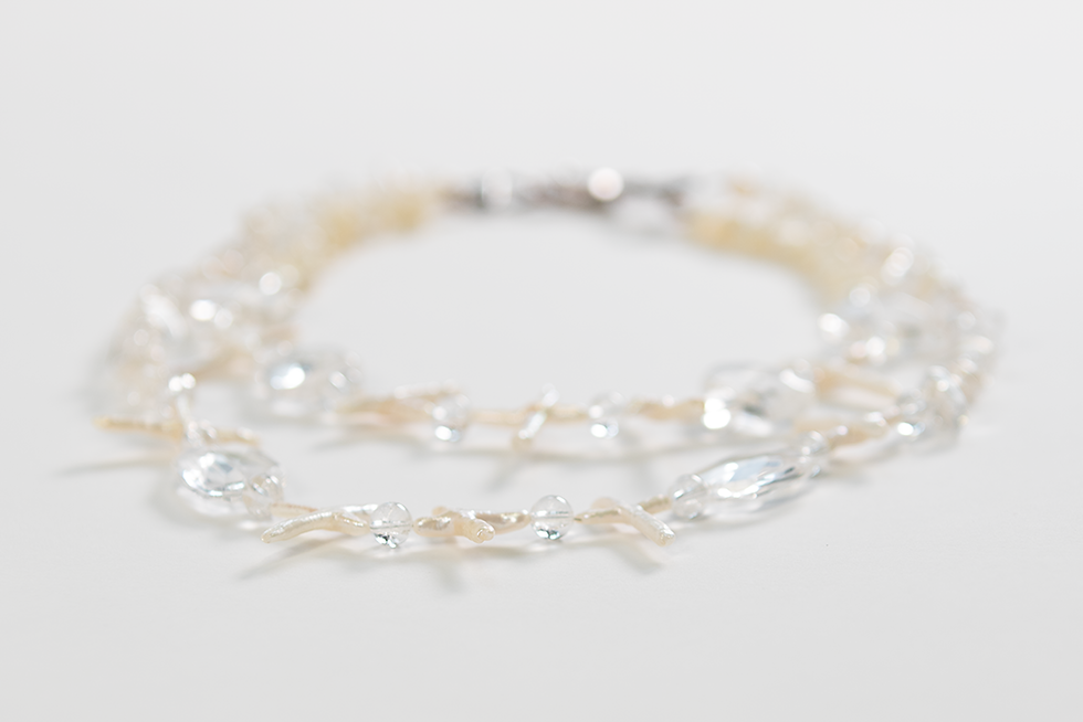  Rock crystal necklace with pearls double row.