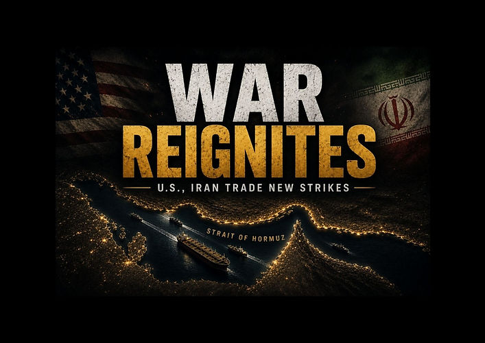 The United States and Iran exchanged new strikes around the Persian Gulf after commercial vessels were attacked in the Strait of Hormuz, pushing the interim ceasefire back toward open war.