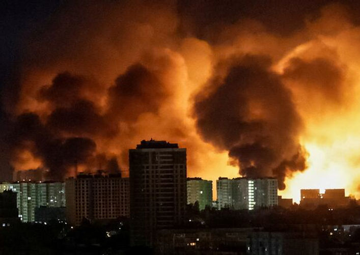 Russia launches one of the largest aerial attacks of the war as Ukraine appeals for additional Patriot missile support.
