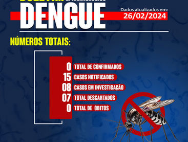 Saúde de Tibagi passa a divulgar boletim com número de casos de dengue