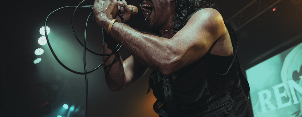 Renesans vocalist David Benites screams into a gold Telefunken Mic at The Annex in Madison, WI