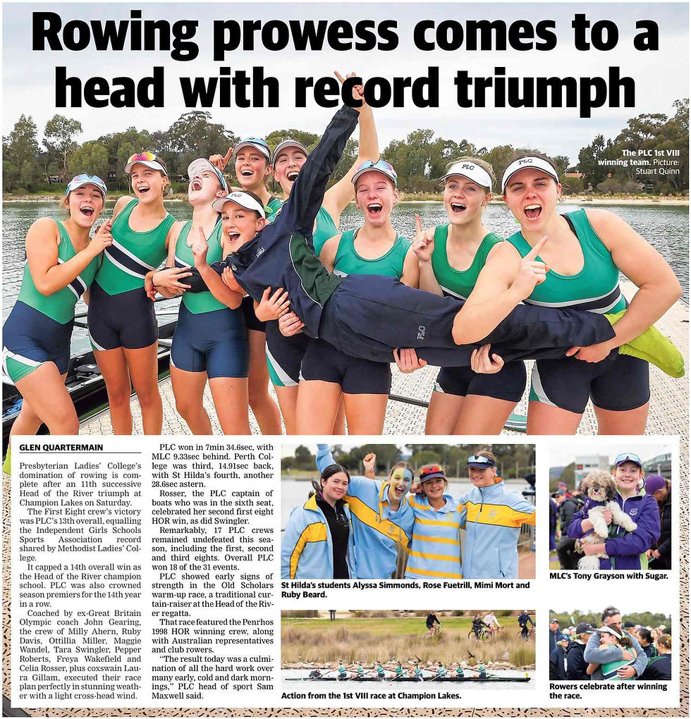 The PLC 1st VIII winning team. Picture: Stuart Quinn. Tara is fourth from the right.