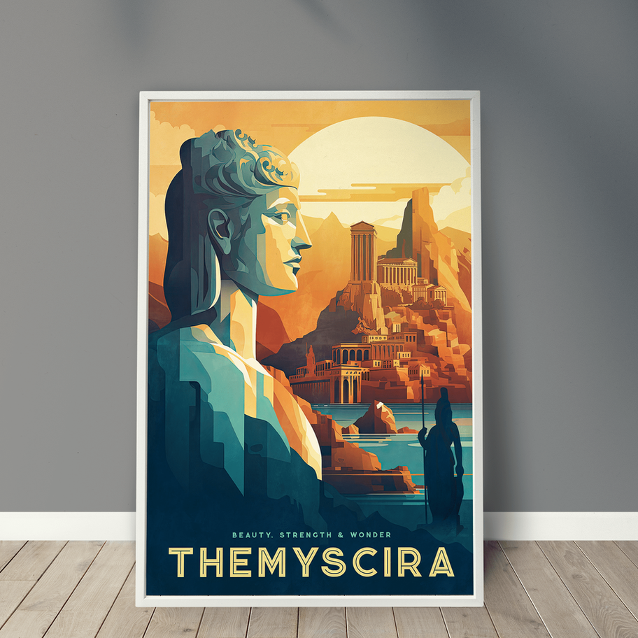 Themyscira, Home to Wonder Woman, Diana Prince, Paradise Island Travel Poster