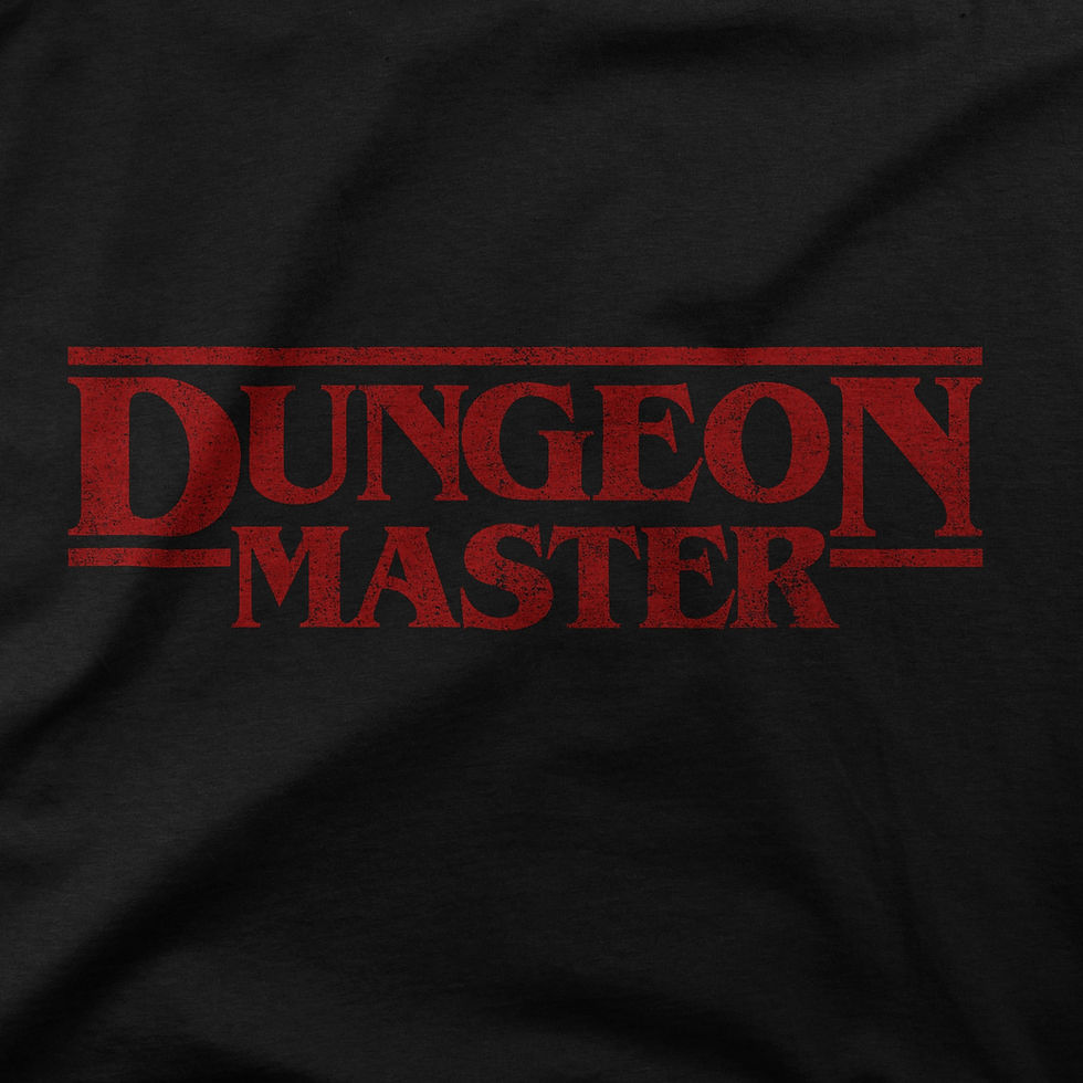 T-shirt with Dungeon Master text in Stranger Things style logo