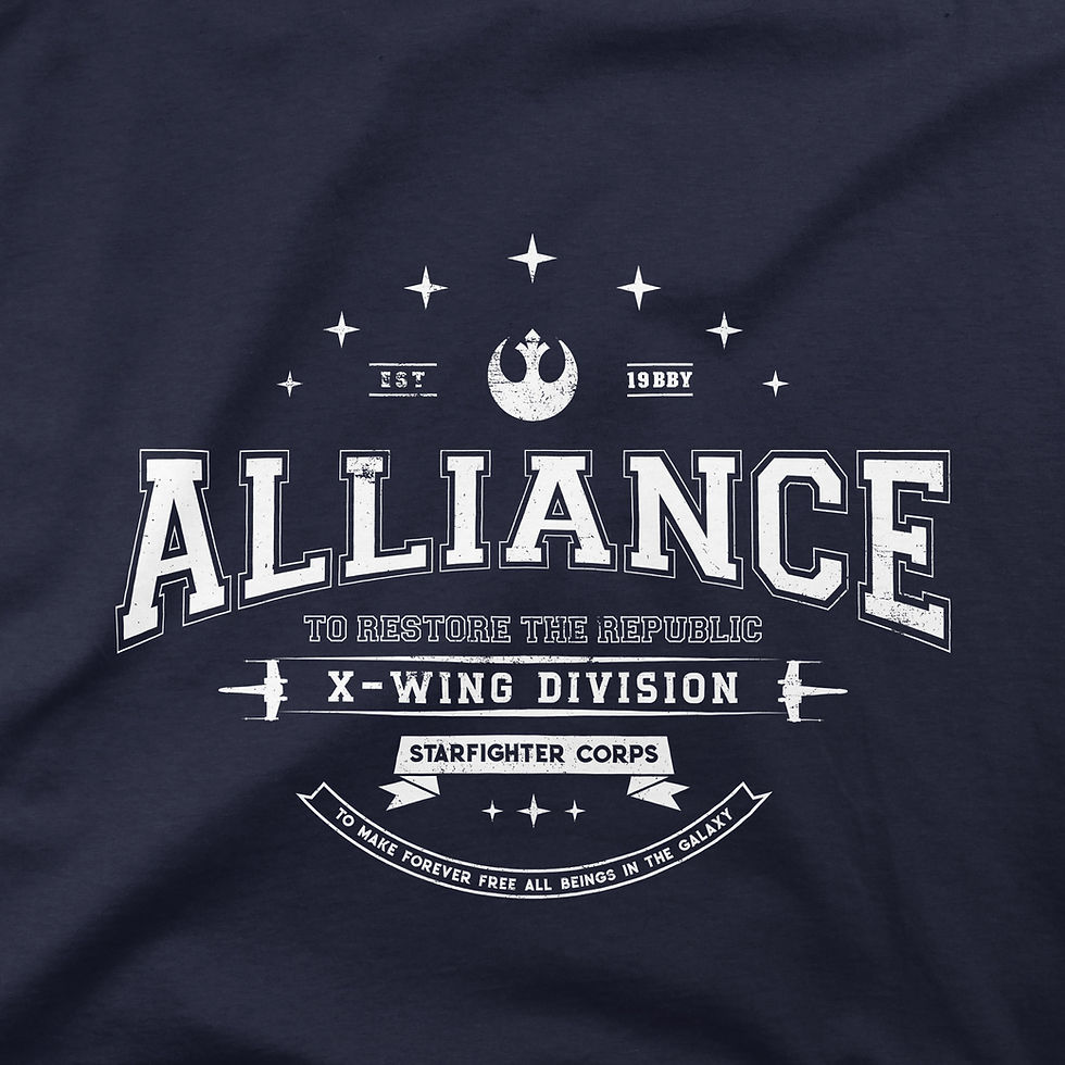 Star Wars Rebel Alliance X-wing fighter shirt design detail