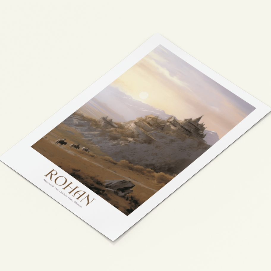 Rohan, Meduseld in Edoras poster, lord of the rings travel poster