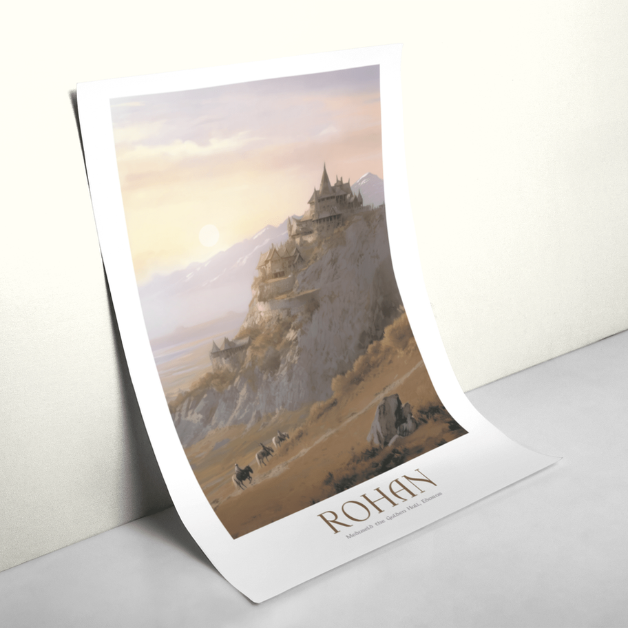 Rohan, Meduseld in Edoras poster, lord of the rings travel poster