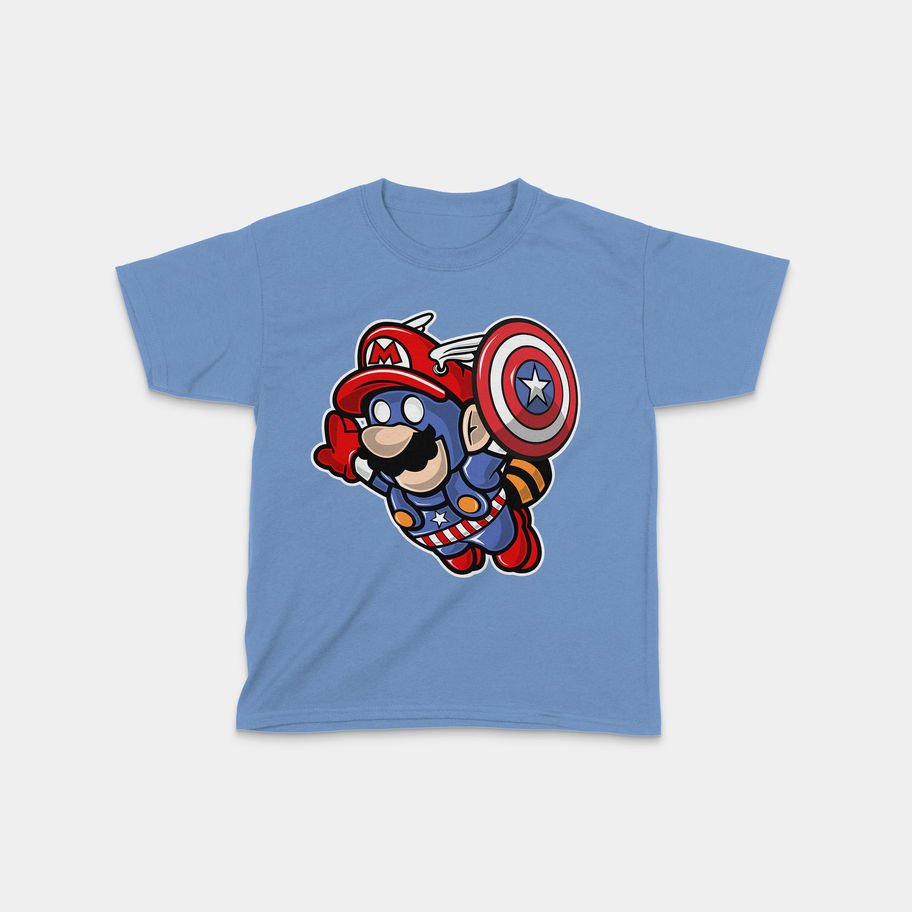 Captain America Mario mashup youth crewneck tshirt