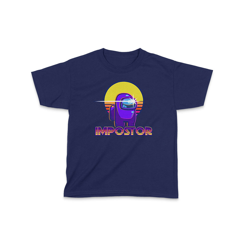 Among us retro eighties synthwave kids shirt