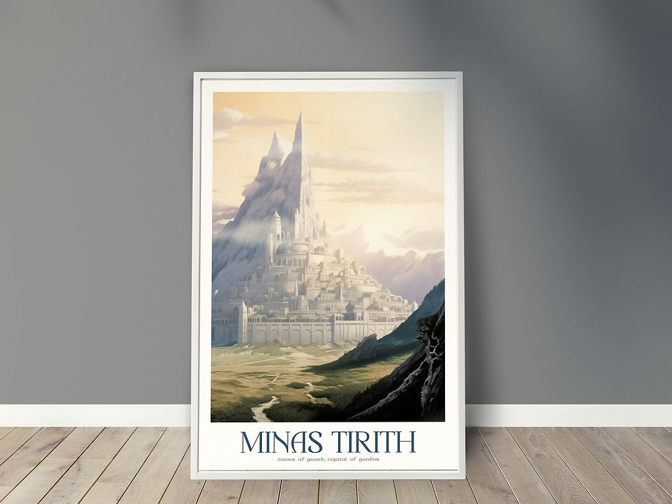 Minas Tirith Poster, The Tower of Guard Gondor Middle-earth travel posters