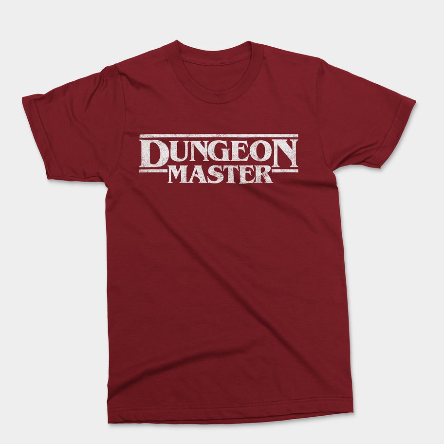 T-shirt with Dungeon Master text in Stranger Things style logo