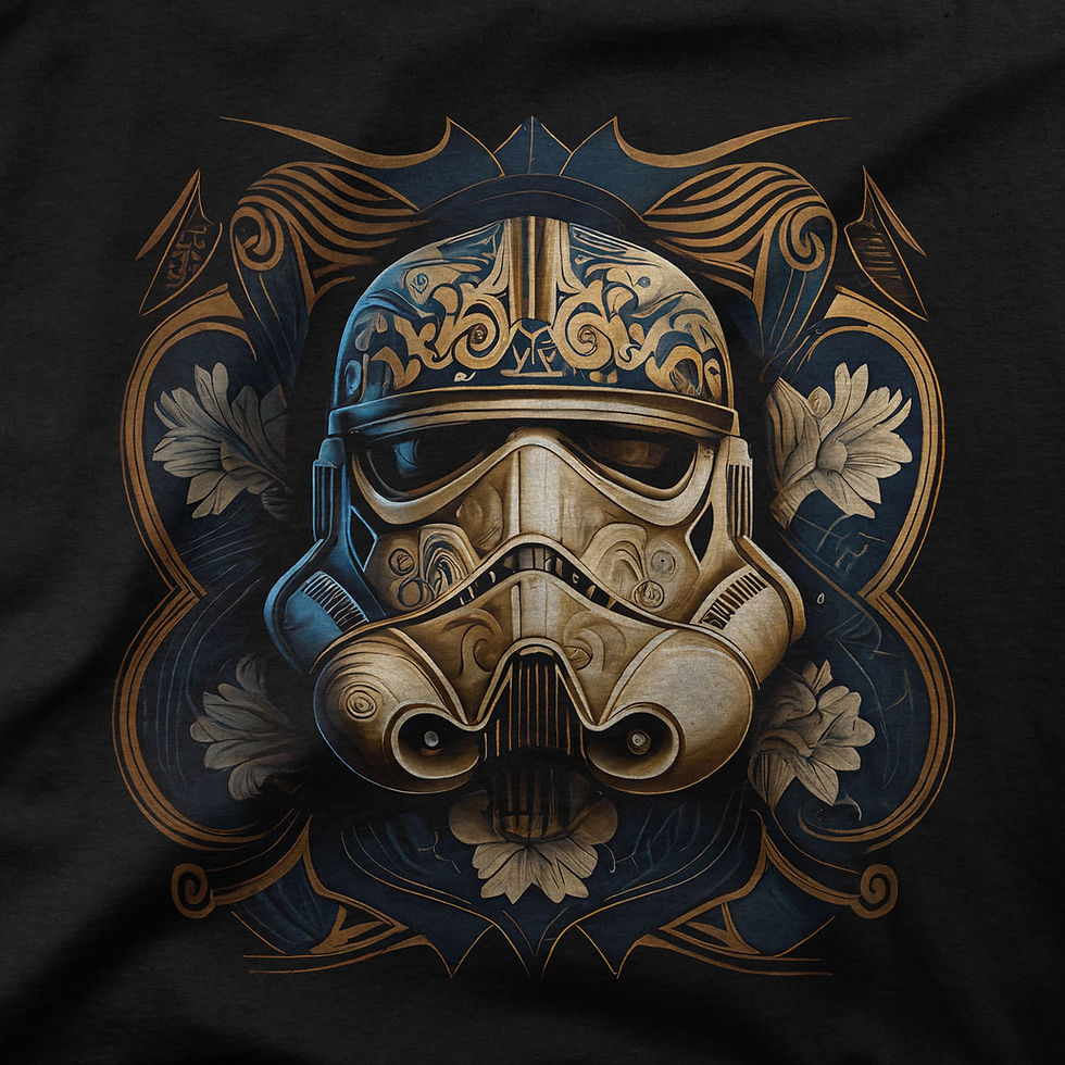 Elegant Art Deco-inspired Stormtrooper floral design on a comfortable T-Shirt