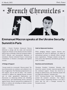 Emmanuel Macron speaks at the Ukraine Security Summit in Paris.
