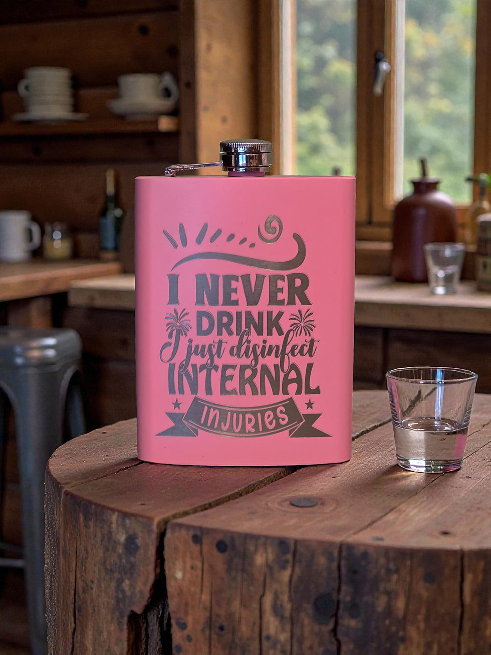 Thumbnail: 8oz Pocket Flask - I never drink, Disinfect