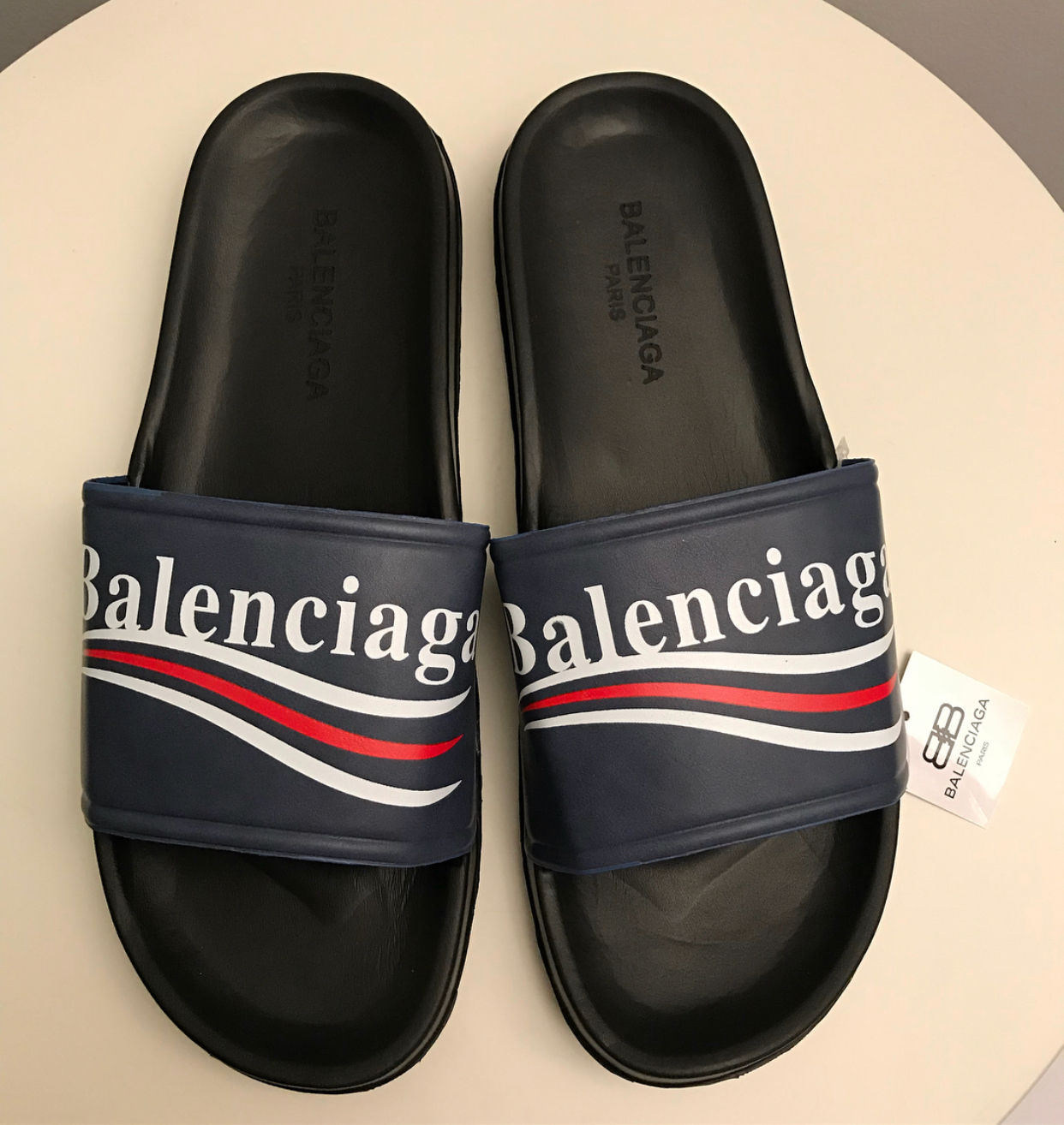 Navy balenciaga sandals